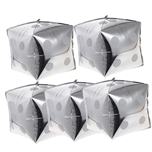 ULTECHNOVO 5 Stück Würfel Folienballons Silber Selbstsiegelnd Langlebig Kreative Würfelform Partydeko für und Spielthemen als Fotohintergrund und Hängedekoration ULTECHNOVO 5 Stück Würfel Folienballons Silber Selbstsiegelnd Langlebig Kreative Würfelform Partydeko für und Spielthemen als Fotohintergrund und Hängedekoration von ULTECHNOVO