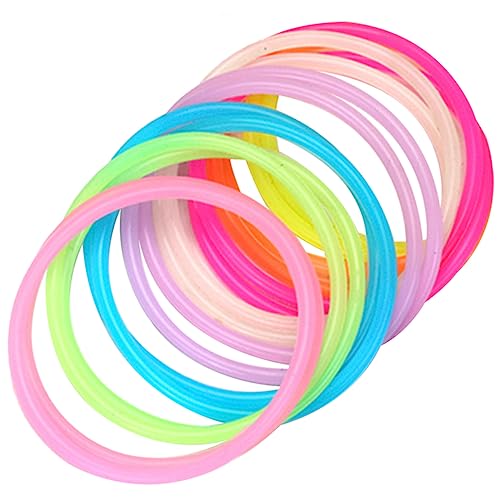 ULTECHNOVO 50 Stück Glow The Dark Silikonarmbänder Neon Haargummis für Frauen für Partys Festivals und Retro Events Farbvielfalt und Flexibles Design von ULTECHNOVO