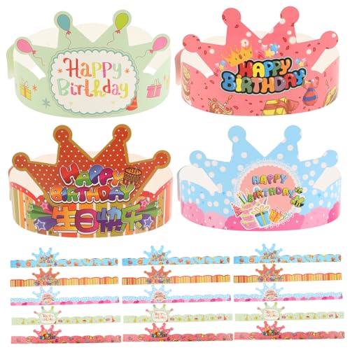 ULTECHNOVO 50 Stück Papierkrone partyhüte party zubehör birthday crown Geburtstagskrone aus Papier Grad Cupcake Topper Mini Kappe Geburtstagskronenhüte Geburtstagsmütze für von ULTECHNOVO