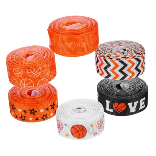 ULTECHNOVO 6 Rollen Basketball Ripsbänder Strapazierfähig Weiches Geschenkband mit Basketball für Diy Basteln Partydekoration Kreative Geschenkverpackung von ULTECHNOVO