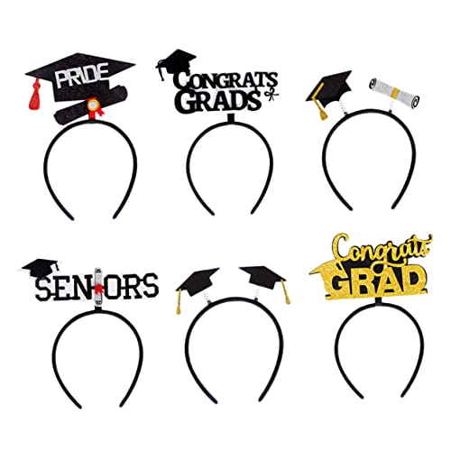 ULTECHNOVO 6 Stück Abschlusskappe Stirnband graduation cap abschlussgeschenk Abschlussfeier Dekoration Abschlussmützen Party Dekorationen Entzückende Haarband Kopfbedeckung gefühlt von ULTECHNOVO