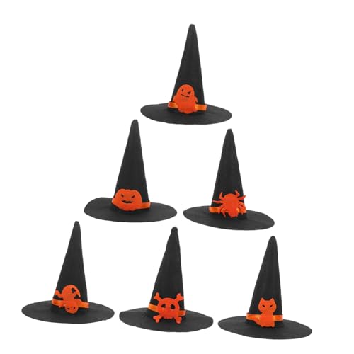 ULTECHNOVO 6 Stück Kleine Filz Zaubererhüte für Diy Dekoration Kostümzubehör für Halloween Partys Festival Home mit Motiven von Spinnen Katzen Kürbissen und Fledermäusen ULTECHNOVO 6 Stück Kleine Filz Zaubererhüte für Diy Dekoration Kostümzubehör für Halloween Partys Festival Home mit Motiven von Spinnen Katzen Kürbissen und Fledermäusen von ULTECHNOVO