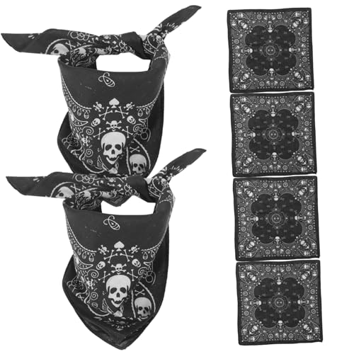 ULTECHNOVO 6 Stück Kopfbedeckung Teiliges aus Baumwolle mit Schädeldruck für Sport und Freizeit Atmungsaktives Bandana für Fitness und Outdoor Aktivitäten für Halloween und Alltag von ULTECHNOVO