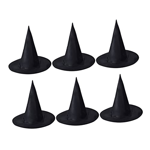 ULTECHNOVO 6 Stück Teiliges Halloween Hexenhut Wizard Hut Kostüm Accessoire für Partys Cosplay und Bühnenaufführungen Schwarz mit Klassischem Design und Guter Verarbeitung von ULTECHNOVO