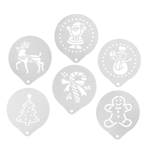 ULTECHNOVO 6 Stück Teiliges Kaffee Schablonen aus Wiederverwendbar mit Weihnachtlichen Motiven Sicher mit Glatten Kanten Vielseitig für Latte Art Kuchen und Basteldekoration Platzsparend ULTECHNOVO 6 Stück Teiliges Kaffee Schablonen aus Wiederverwendbar mit Weihnachtlichen Motiven Sicher mit Glatten Kanten Vielseitig für Latte Art Kuchen und Basteldekoration Platzsparend von ULTECHNOVO