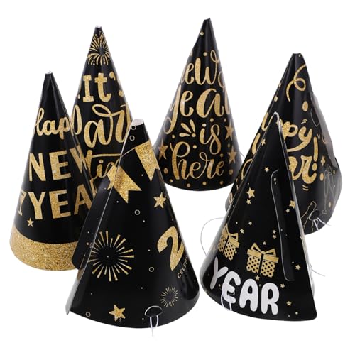 ULTECHNOVO 6 Stück Teiliges Neujahrsparty Papierkegel Hüte Schwarz Gold für Damen und Herren Leichte Dekorative Partyhüte als Fotorequisiten und Festliche Geschenkartikel ULTECHNOVO 6 Stück Teiliges Neujahrsparty Papierkegel Hüte Schwarz Gold für Damen und Herren Leichte Dekorative Partyhüte als Fotorequisiten und Festliche Geschenkartikel von ULTECHNOVO