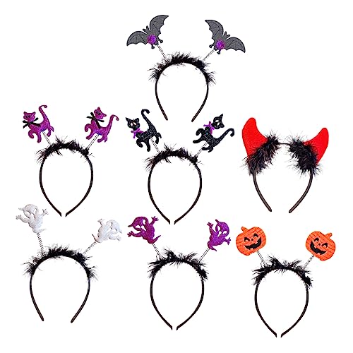 ULTECHNOVO 7 Stück Teiliges Halloween Teufelshörner Haarband für Erwachsene Handgefertigter Haarschmuck für Karneval Partys und Fotoshootings aus Komfortabel und von ULTECHNOVO