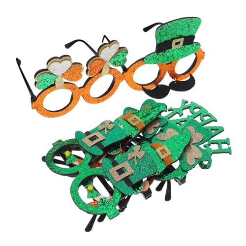 ULTECHNOVO 7 Stück party dekoration gläser Irische Kleeblatt-Sonnenbrille glitzert grün St. Patricks Day-Brillen st patricks day dekorationen Grünes Zubehör Abs von ULTECHNOVO