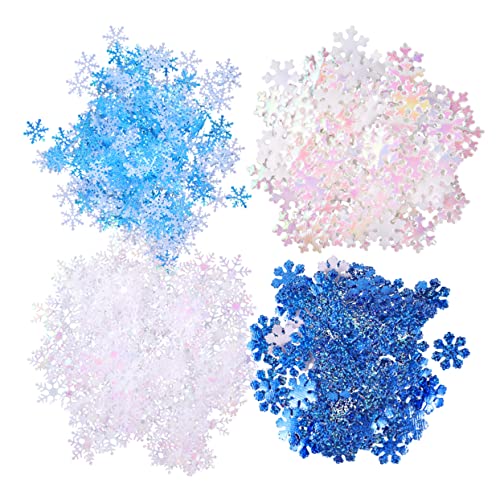 ULTECHNOVO 700 Stück Teiliges Schneeflocken Konfetti Weiß und Blau Groß Sichere Kunststoff Streudeko für Weihnachten Hochzeit Winterparty Festliche Tischdeko Winterliche Motive von ULTECHNOVO
