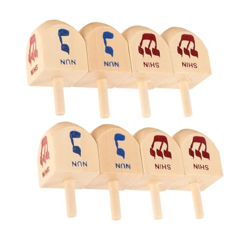 ULTECHNOVO 8 Stück Kreisel Hölzerne Spinning Dreidel-Spiel Chanukka- Chanukka-Dekorationen Chanukka-Dreidel Hanukka - Dreidel Für Dreidel Masse Holz von ULTECHNOVO