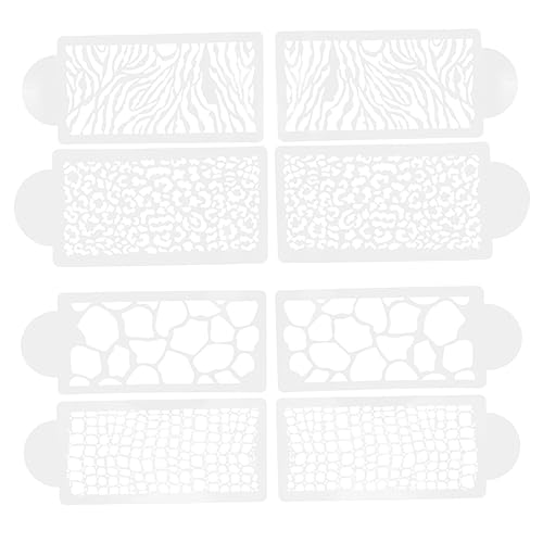 ULTECHNOVO 8 Stück Teiliges Set DIY Kuchen Dekoration Schablonen Leopard Muster Wiederverwendbare Druckvorlagen aus Pet für Kreative Tortengestaltung und Airbrush Dekoration von ULTECHNOVO