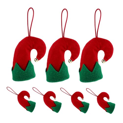 ULTECHNOVO 8 Stück Teiliges Set Mini Weihnachtsmützen Besteckhalter und Flaschendeko Vielseitige Xmas Baumhänger Kleine Weihnachtsbaum Ornamente Festliche Tischdekoration für Party und Feier von ULTECHNOVO