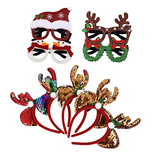 ULTECHNOVO 8 Stück Teiliges Weihnachts Stirnband mit Xmas Brillenrahmen aus Angenehm Leichtem Vliesstoff Farbenfrohes Party Accessoire für Fotospaß und Festliche Dekoration Geeignet für von ULTECHNOVO