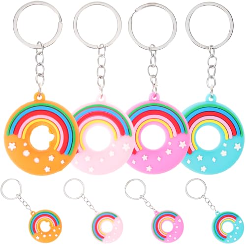 ULTECHNOVO 8Stücke Donut Schlüsselanhänger Bunte PVC Anhänger mit Rainbow Design für Taschen und Rucksäcke Perfektes für Neujahr und Weihnachten von ULTECHNOVO