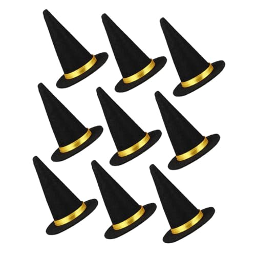 ULTECHNOVO 9 Stück Teiliges Mini Hexenhüte Schwarz Leichte Halloween Dekorationen Flaschenaufsätze für Weinflaschen Partydeko DIY Bastelbedarf von ULTECHNOVO
