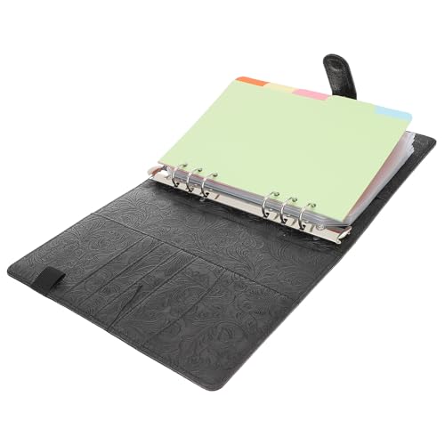 ULTECHNOVO A5 Planer Fügt Leder, Budgetordner mit Bargeldumschlägen Finanzmanagement- Notizbuch Geld- Organizer- Planer- Notizblock für Einkommen Schulden Rechnung Tracker (Schwarz) von ULTECHNOVO