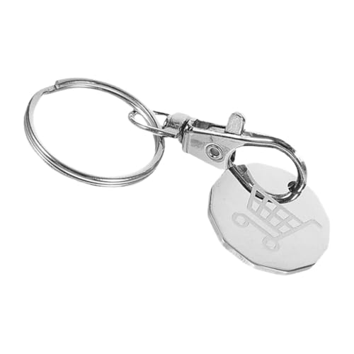 ULTECHNOVO Einkaufswagen Münze Schlüsselanhänger Aus Unisex Einkaufschip Schlüsselanhänger Für Lebensmitteleinkäufe Abnehmbarer Trolley Token Schlüsselanhänger Silbernes Design von ULTECHNOVO