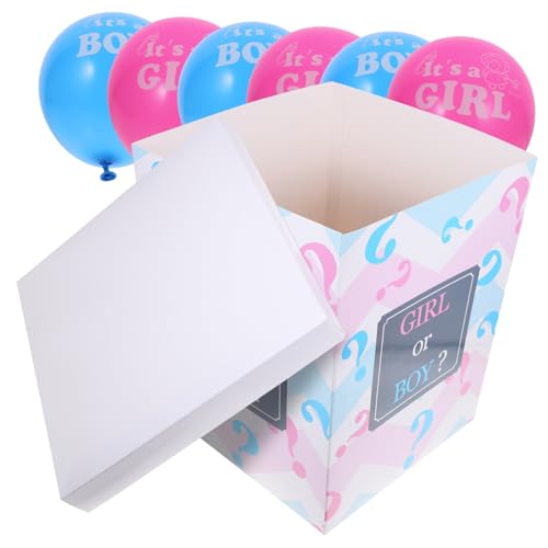 ULTECHNOVO Geschlechtsenthüllung mit Ballonbox Dekorationsset für Shower mit Pinken und Blauen Ballons Geeignet für Geburtstagsfeiern und Gender Reveal Partys von ULTECHNOVO