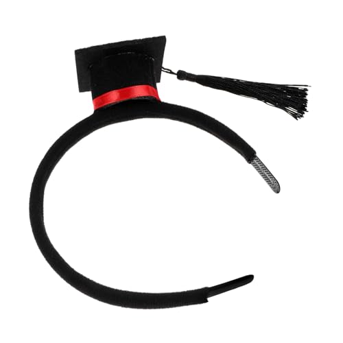 ULTECHNOVO Graduierungskappen-Stirnband Abschlusskappe Abschlusskostüm-Accessoire Party Abschluss Stirnband Quaste Cosplay-Zubehör Graduierung Kopfbedeckung Plüschstoffe rot von ULTECHNOVO