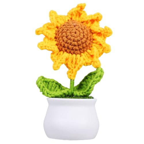 ULTECHNOVO Häkelblumen Topf Deko Sonnenblume Handgemachte Tischdekoration für Zuhause Büro und Restaurants Künstliche Blume im Weißen Blumentopf als Wohnraumgestaltung ULTECHNOVO Häkelblumen Topf Deko Sonnenblume Handgemachte Tischdekoration für Zuhause Büro und Restaurants Künstliche Blume im Weißen Blumentopf als Wohnraumgestaltung von ULTECHNOVO