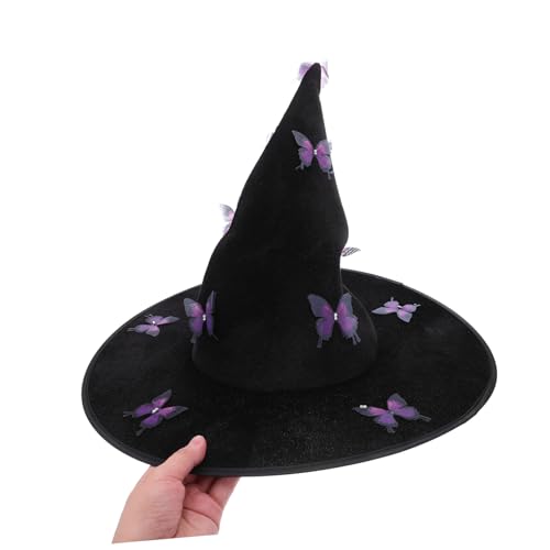 ULTECHNOVO Woll-hexenhut Mit Falten-design Für Halloween-kostüme Party-accessoires Für Erwachsene Und Junge Mädchen Inklusive Schmetterlings-detail Für Cosplay-veranstaltungen ULTECHNOVO Woll-hexenhut Mit Falten-design Für Halloween-kostüme Party-accessoires Für Erwachsene Und Junge Mädchen Inklusive Schmetterlings-detail Für Cosplay-veranstaltungen von ULTECHNOVO