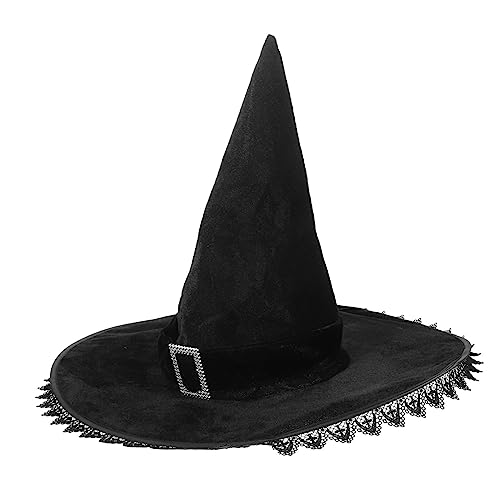 ULTECHNOVO Halloween Hexenhut mit Spitzenbesatz Breiter Krempe Verstellbar für Damen für Halloween Party Cosplay Karneval und Maskerade Vielseitiges Hexenkostüm Zubehör ULTECHNOVO Halloween Hexenhut mit Spitzenbesatz Breiter Krempe Verstellbar für Damen für Halloween Party Cosplay Karneval und Maskerade Vielseitiges Hexenkostüm Zubehör von ULTECHNOVO