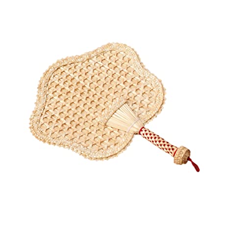 ULTECHNOVO Handgefertigter Handlicher Fächer aus Cattail Blättern Gelb Eleganter Sommerventilator im Fünfzackigen Stern Design für Partys und Strand Tragbar und Leicht von ULTECHNOVO