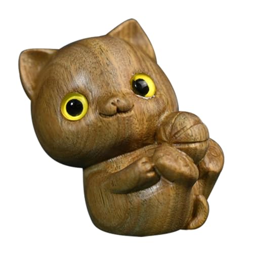 ULTECHNOVO Holz Geschnitzte Katze Statue Handgefertigte Holzfigur als Desktop Dekoration für Katzenliebhaber Klassische Holzskulptur aus Hochwertigem Material für Büro ULTECHNOVO Holz Geschnitzte Katze Statue Handgefertigte Holzfigur als Desktop Dekoration für Katzenliebhaber Klassische Holzskulptur aus Hochwertigem Material für Büro von ULTECHNOVO