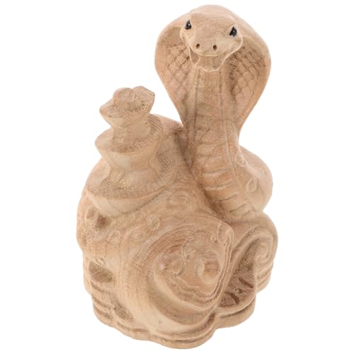 ULTECHNOVO Holzfigur Schlange Feng Shui Deko Chinesisches Neujahr Handgeschnitzte Tier Skulptur für Glück und Dekoration für Zuhause von ULTECHNOVO