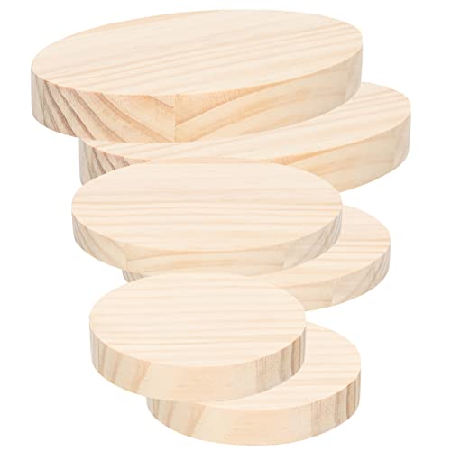 ULTECHNOVO Holzhandwerk Ausstellungsstand Aus Holz 6 Stück Holzaufsteller Für Bastelprojekte Aufsteller Cupcake-Dessertfigur Action-Schmuck Kristallkugel Aufsteller – Rund Schmuckständer von ULTECHNOVO