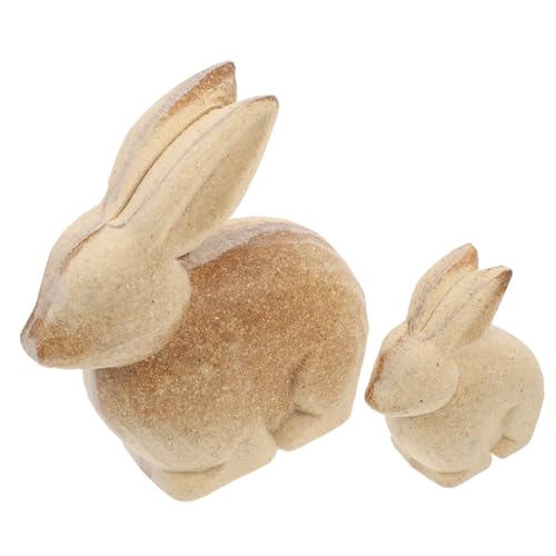 ULTECHNOVO Holztier Ornamente Rattan Hasen Holzkaninchen Zum Basteln Holzhasen Zum Basteln Mini Hasenfiguren Holzgeschnitzte Tierbasteleien Unbehandelte Holztierausschnitte von ULTECHNOVO
