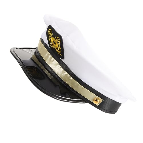 ULTECHNOVO Kapitänsmütze für Erwachsene Weißer Matrosenhut Cosplay Partyhut für Bühnenauftritte Unisex für Kopfgrößen Langlebig für Segelpartys ULTECHNOVO Kapitänsmütze für Erwachsene Weißer Matrosenhut Cosplay Partyhut für Bühnenauftritte Unisex für Kopfgrößen Langlebig für Segelpartys von ULTECHNOVO