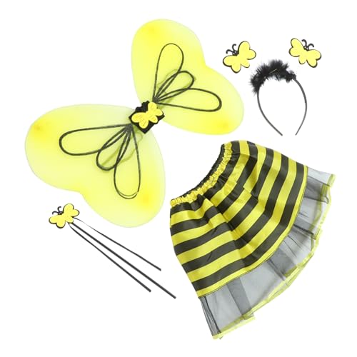 ULTECHNOVO Kinderkostüm Set Schmetterlingsflügel Tüllrock Stirnband und Zauberstab Leichtes Kreatives Rollenspiel Zubehör für Mädchen Party und Bühnenoutfit von ULTECHNOVO