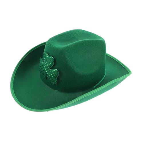 ULTECHNOVO Kleeblatt-Cowboyhut Festivaldekorationen mit grünem Hut Cowboyhut Frauen St. Patricks Day Cowboyhut grüner Cowgirlhut Cowboyhut für Männer Cowboyhüte Stoff Green von ULTECHNOVO