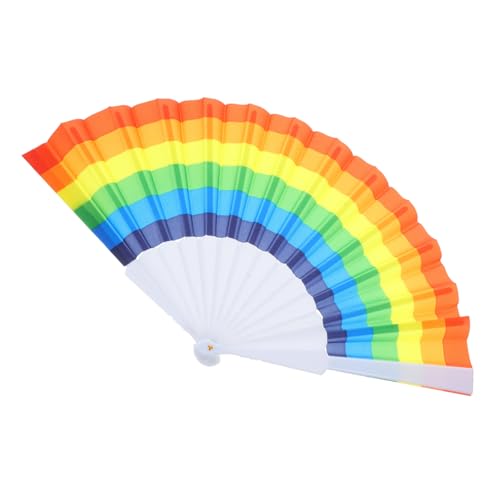 ULTECHNOVO Leichter Kompakter Regenbogen Faltfächer aus Kunststoff Tragbarer Bunter Fächer mit Farbenfrohem Design als Lgbtq Partydeko Hochzeit Tanz und Souvenir von ULTECHNOVO
