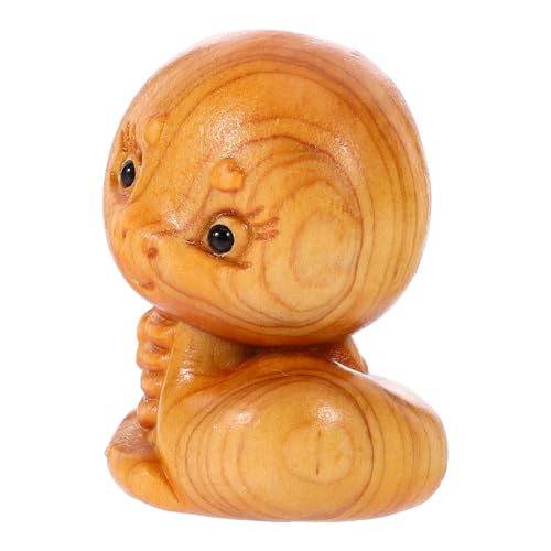 ULTECHNOVO Mini Holzschlangen Statue Handgeschnitzte Dekoration für Jahr der Schlange Realistische Holzfigur für Schreibtisch Kleine Tierkreiszeichen Deko Langlebig und Leicht von ULTECHNOVO