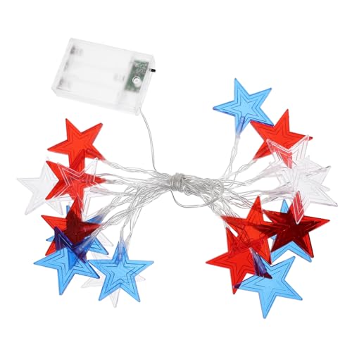 ULTECHNOVO Patriotische Sternförmige Lichterkette Leds Rote Weiß Blaue Dekoration Für Garten Balkon Innen Außen Energieeffiziente Batterie Betrieben Für Party Und Vierteljuli Feier von ULTECHNOVO