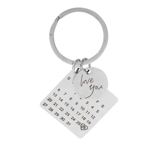 ULTECHNOVO Personalisierter Paarkalender schlüsselanhänger Jubiläumskalender Schlüsselbund Hochzeitsschlüsselkettendatum Valentinstag Schlüsselringdatum Rostfreier Stahl Silber von ULTECHNOVO