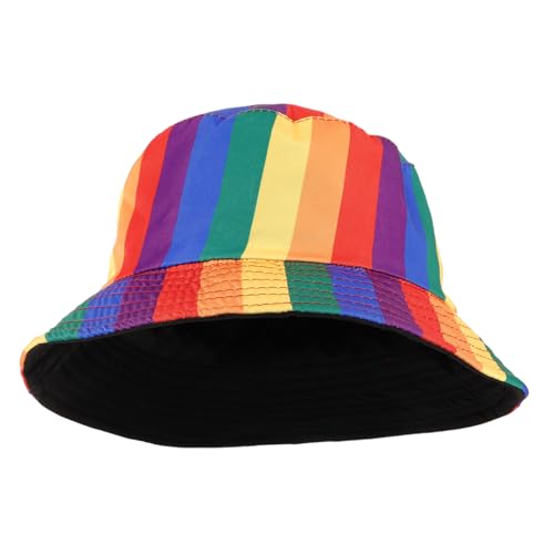 ULTECHNOVO Regenbogen Bucket Hut Strand Tropischer Sonnenschutzhut Schlapphut Krempe Jugend Und Herrenhüte Farbig Bunt Damen Stroh Bucket Hut Lustiger Party Sonnenschutzhut Süßer von ULTECHNOVO