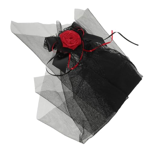 ULTECHNOVO Schwarzes Gothic-spitzen-stirnband mit Rosenverzierung Langlebiges Halloween-kostüm-accessoire für Braut und Party Atmungsaktives Netzschleier-haarband für Karneval und Themenfeste von ULTECHNOVO