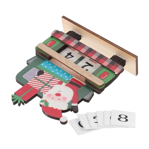 ULTECHNOVO Weihnachtlicher Countdown Holz Schild mit Santa Truck Ornament Interaktiver Adventskalender für Weihnachten Dekorative Tischmitte für Festliche Anlässe von ULTECHNOVO