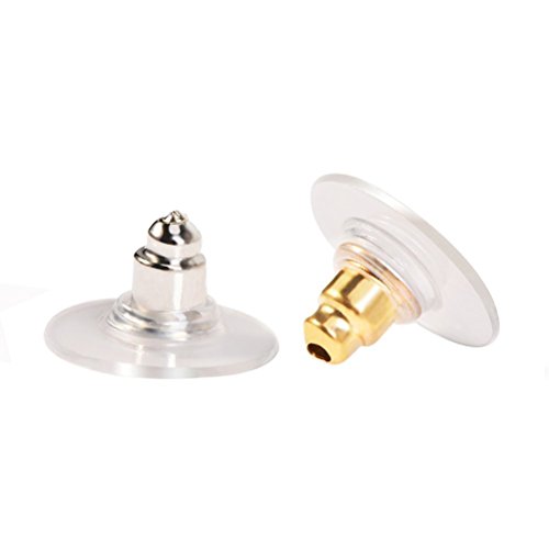 ULTNICE 100 Stück Ohrring Sicherheit Schultern Kupplung Ohrring Ohrring Bullet Kupplung Ohrring Backs mit Pad (Silber + Gold) von ULTNICE