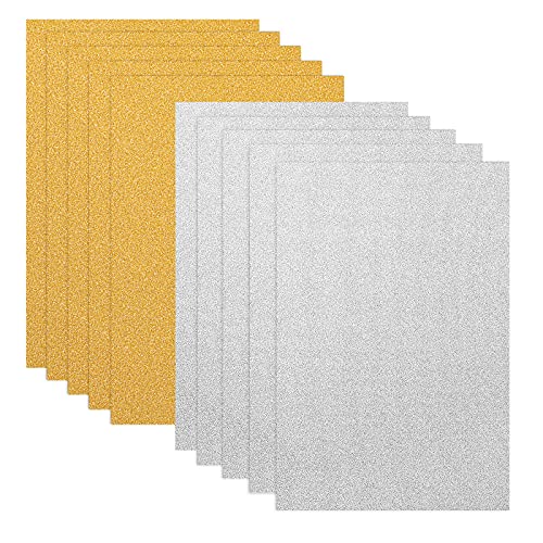ULTNICE 10pcs Glitter Cardstock Papier Schein A4 Karte für Diy Material Handwerk Scrapbook (Gold + Silber) von ULTNICE