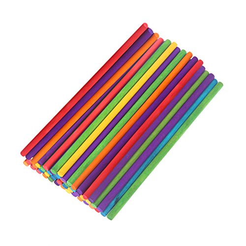 ULTNICE 50 Stück bunte Holzstäbchen für Kinder für Modelle und Skulpturen 20 x 0,5 cm (mehrfarbig) von ULTNICE