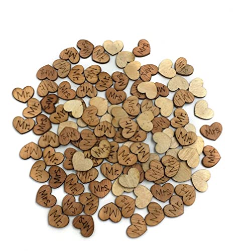 ULTNICE Mr Mrs Holzherzen Deko Hochzeit Streudeko Herz Konfetti Holzknöpfe 15mm 100 Stücke von ULTNICE