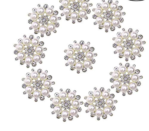 ULTNICE Perlenknöpfe mit Perlen und künstlichen Strasssteinen zum Basteln, 30 mm, 10 Stück von ULTNICE
