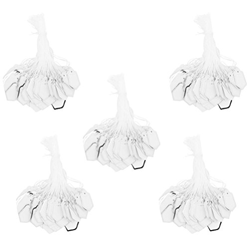 ULTNICE Preis Etiketten Hängeetiketten String für Schmuck Kleidung Schuhe Waren 500 pcs (Weiß) von ULTNICE