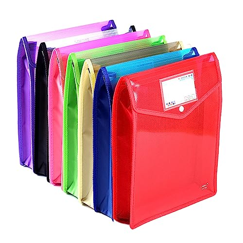 7 Stück A4 Kunststoff-Brieftaschen, wasserdichte Druckknopf-Brieftasche, Kunststoff-Dokumentenmappe, Premium-Taschen, Dateien, Umschlag für Schule, Büro, Zuhause, mit Schnappverschluss, große von ULVBABI