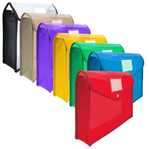 ULVBABI Dokumententaschen aus Kunststoff, A4, wasserdicht, mit Druckknopf, große Kapazität, Aufbewahrungstaschen für Schule, Büro und Zuhause, 7 Stück, 7 Farben ULVBABI Dokumententaschen aus Kunststoff, A4, wasserdicht, mit Druckknopf, große Kapazität, Aufbewahrungstaschen für Schule, Büro und Zuhause, 7 Stück, 7 Farben von ULVBABI