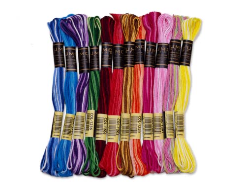 UMC STAG 12 Stück bunte Töne | Premium-Stickgarn | 100 % ägyptische Baumwolle Premium-Knäuel | Kreuzstich-Stickgarn | Oeko-Tex-zertifizierte Baumwollgarn (gemischte Töne) von UMC STAG